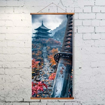 Гобелен Оригами Мечь самурая около храма, 30x60 см (OTM1041)