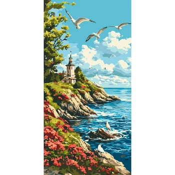 Картина за номерами Орігамі Морський ранок, 40x80 см (LW5118)