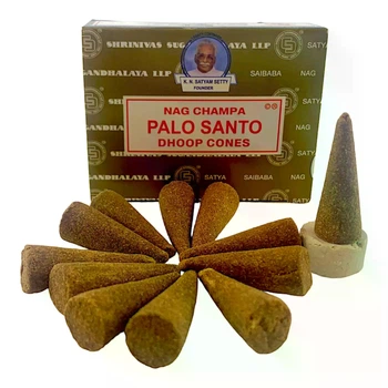 Ароматические конусы Satya Palo Santo (серия Nag Champa), 12 шт, с подставкой 35023