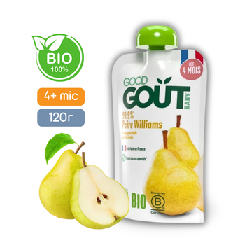 Пюре фруктове Good Gout BIO Груша Вільямс для дітей від 4 місяців, 120 г