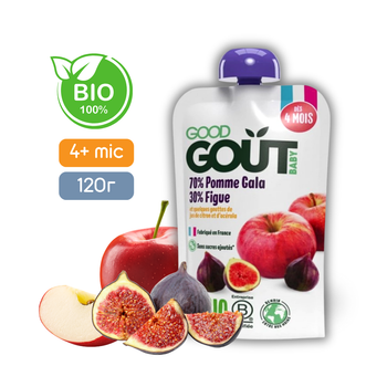 Пюре фруктове Good Gout BIO Яблуко Гала з інжиром для дітей від 4 місяців, 120 г