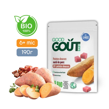 М'ясо-овочеве пюре Good Gout BIO Батат із свининою для дітей від 6 місяців, 190 г