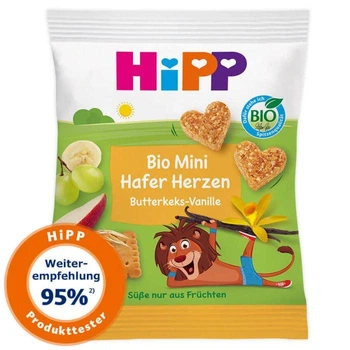 HiPP Bio Мини Овсяные Сердечки с ароматом ванили и печенья (40 г)