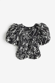 Блуза H&M XS черно белый 4081158556
