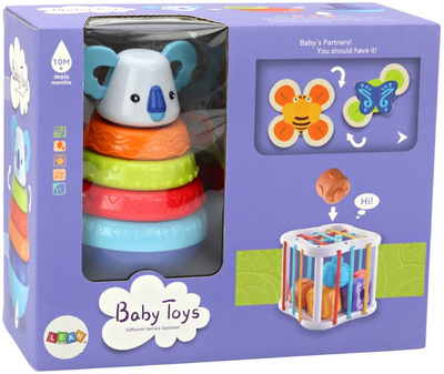 Розвиваюча сенсорна іграшка LEAN Toys Коала з вежею, кубиками, кубиком та дзиґою 17700 (5905991005506)