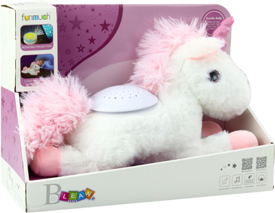 Projektor-zabawka pluszowa LEAN Toys Jednorożec usypiający z dźwiękami Biały 22808 (5905991051572)