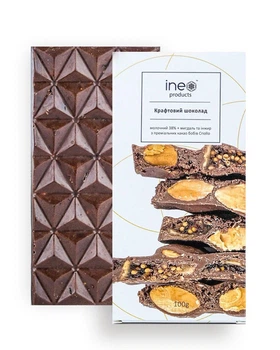 Молочный шоколад Ineo products 38% с миндалем и инжиром, 100 г
