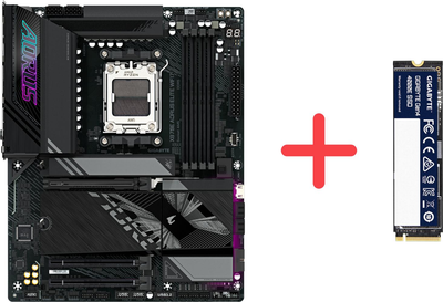 Материнська плата Gigabyte X870E AORUS ELITE WIFI7 (sAM5, AMD X870E, PCI-Ex16)+ SSD диск Gigabyte Gen4 4000E 500GB M.2 2280 NVMe PCIe 4.0 x4 3D NAND Flash у подарунок!