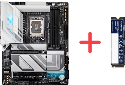 Материнська плата Gigabyte Z890 Gaming X Wi-Fi7 (s1851, Intel Z890, PCI-Ex16)+ SSD диск Gigabyte Gen4 4000E 500GB M.2 2280 NVMe PCIe 4.0 x4 3D NAND Flash у подарунок!