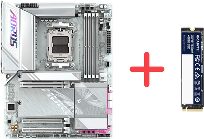 Материнська плата Gigabyte X870E AORUS ELITE WIFI7 ICE (sAM5, AMD X870E, PCI-Ex16)+ SSD диск Gigabyte Gen4 4000E 500GB M.2 2280 NVMe PCIe 4.0 x4 3D NAND Flash у подарунок!
