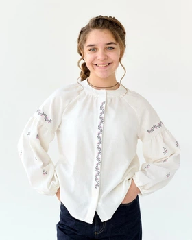 Сорочка з вишивкою для дівчинки Вишиванка Bosskids (2221) зріст 140 см Молочний