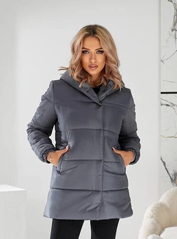 Женская зимняя куртка с капюшоном KHAN 01005 56 Графитовый ( KH - 01005/4 V )