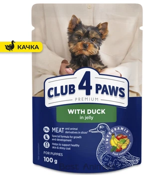 Вологий корм для цуценят Club 4 Paws Клуб 4 Лапи з качкою в желе пауч 100 г 1 шт