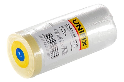 Плівка захисна з малярною стрічкою Unifix 2 х 20 м для захисту меблів підлоги стін при ремонті плівка (DR-P_33IT)