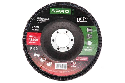 Круг лепестковый торцевой Apro - 125 мм x Р40 цирконий прямой 1 шт.