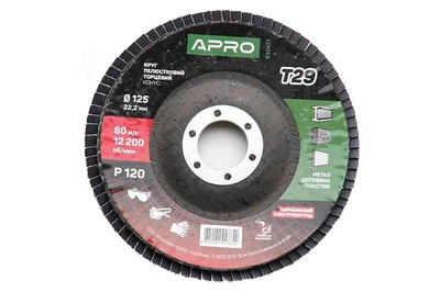 Круг лепестковый торцевой Apro - 125 мм x Р120 цирконий прямой 1 шт.