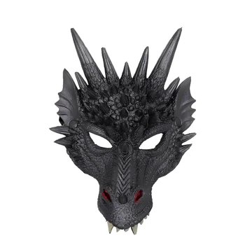 Чорна маска дракона RESTEQ з поліуретанової піни, універсальна маска Dragon для дорослих та дітей 4912258