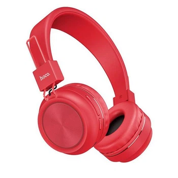 Бездротові Bluetooth навушники Hoco W25 Promise |портативна стерео гарнітура, Bluetooth 5.0, AUX/TF, до 12 годин відтворення, 300 мАг, вбудований мікрофон, швидке заряджання| Червоний