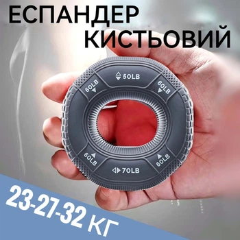 Эспандер-кольцо тренажер для рук 3в1 с сопротивлением 23-27-32 кг серый