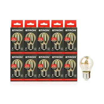 Комплект філаментних ламп ETRON Filament 10 шт 1-EFP-180-10 2Вт 2500K G45 E27 Golden