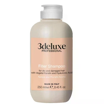 Шампунь-філер 3DeLuXe для пошкодженого волосся з рослинним кератином Filler Shampoo For Dry And Damaged Hair 250 мл