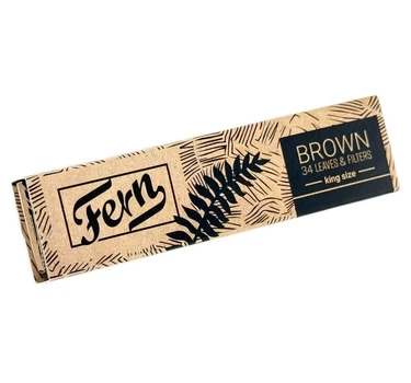 Бумага для самокруток FERN KS BROWN + TIPS+STICK UNBLEACHED WOOD PAPER 34/24