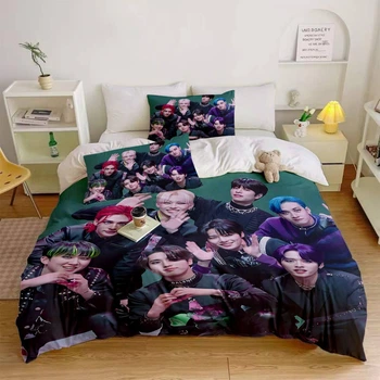 Постельное белье 3D полуторное из микросатина Stray Kids №2 31475 150х215 см 50х70 см