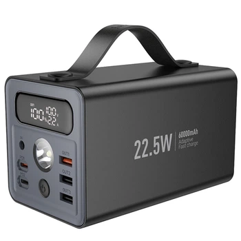 Павербанк HOCO J138 60000 mAh 22.5W 3USB/2Type-C Портативний зовнішній акумулятор Power Bank зі швидкою зарядкою 22.5W+PD20W+DC12V та ліхтариком Black