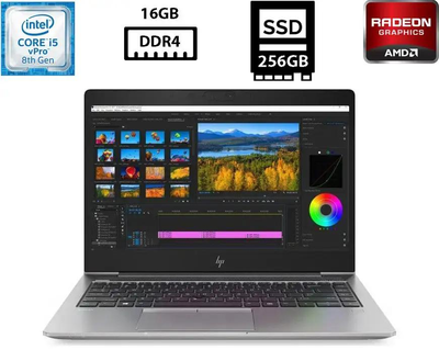Ноутбук Hewlett Packard ZBook 14u G5 14” IPS 1920x1080 Core i5-8250U 1.60GHz 16GB DDR4 SSD 256GB Radeon Pro WX3100 2GB Камера (HZ14UG5G5R16S256B2) Б/У