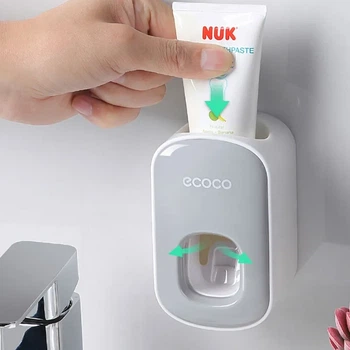 Автоматический настенный дозатор для зубной пасты ECOCO серый диспенсер для ванной комнаты