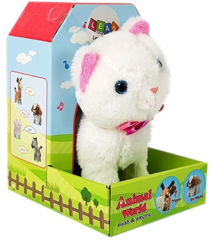 Kot LEAN Toys chodzi i śpiewa na baterie Biały 7182 (5905214973353)
