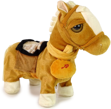 Koń LEAN Toys z jasną grzywką oraz muzyką Jasnobrązowy 12683 (5905214977214)
