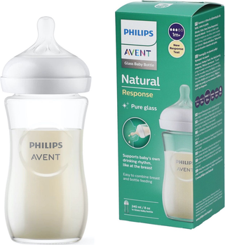 Szklana butelka do karmienia Philips AVENT Natural Response 240 ml 1m+ SCY933/01 (8710103990772)