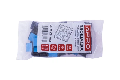 Майданчик для хомута пластикового Apro 20 x 20 мм зі скотчем Чорна (50 шт.) (PH-2020BC)