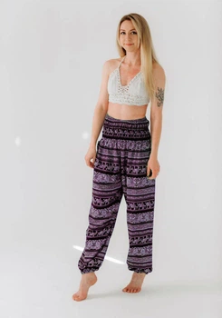 Восточные штаны с широкой резинкой Elephant Maroon RAO WEAR One Size 155-165 см темно-фиолетовый