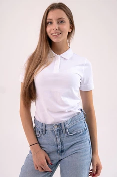 Футболка поло женская TvoePolo однотонная CLASSIC 95/5 S Белая (832-02s)