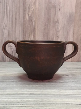 Бульйонниця з ручками, без кришки глиняна, 0,5 л.