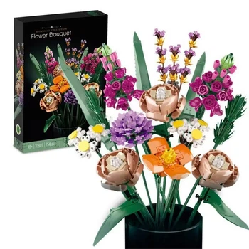 Конструктор цветы 3Д Букет цветов Bouquet на 756 деталей