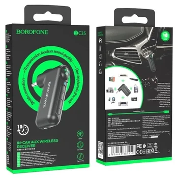 FM модулятор BOROFONE BC35 Wideway car AUX BT receiver чорний