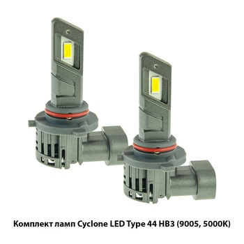 Автолампы светодиодные led HB3 лед лампочки в фары для авто фар автомобиля головной дальний или птф свет 5000K 25W 6700Lm лампы в машину комплект 2шт 12В охлаждение вентилятором замена галогена противотуманки птф автомобильные Cyclone Type 44 9005