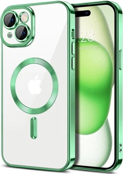 Чохол Wave Premium Metal Shining case with MagSafe (TPU) для Apple iPhone 15 6.1” Light Green