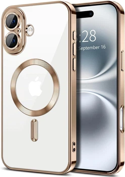 Чохол Wave Premium Metal Shining case with MagSafe (TPU) для Apple iPhone 16 6.1” Desert Titanium