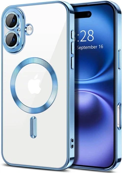 Чохол Wave Premium Metal Shining case with MagSafe (TPU) для Apple iPhone 16 6.1” Light Blue