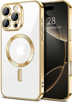 Чохол Wave Premium Metal Shining case with MagSafe (TPU) для Apple iPhone 16 Pro Max 6.9” Gold