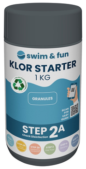 Środek do szokowej dezynfekcji wody w basenie Swim and Fun Spa Klor Starter Fast Dissolving Granules 1701 1 kg (5704841017016)