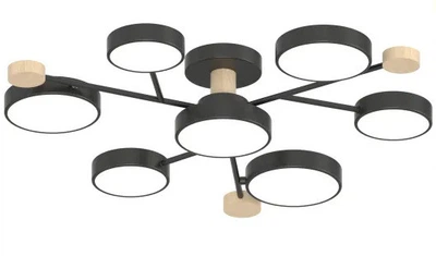 Светодиодная потолочная люстра SVLIGHT LED XI3318-7 BK+WOOD 108W