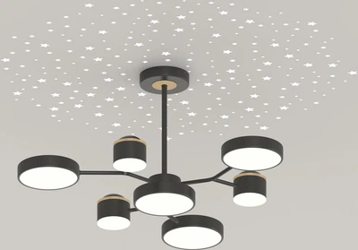 Светодиодная потолочная люстра SVLIGHT LED XI3347-7 BK+FGD 120W