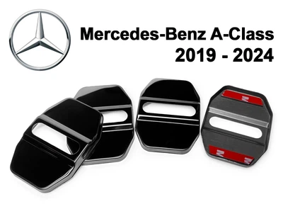 Накладка (заглушка) замка дверей Mercedes-Benz A-Class 2019 - 2024 (4 двери) Чёрные