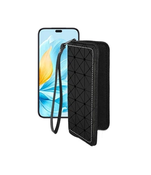 Чохол-гаманець з екошкіри для телефону Honor 200 Lite 5G Чорний ромб