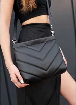Женская сумка кроссбоди с декоративной прострочкой SAMBAG Черная (989027525)